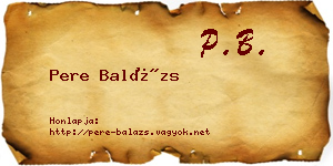 Pere Balázs névjegykártya